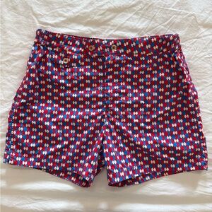 Chucs London Swim Trunks Men 32 Red Blue Geometric Print Mesh Lined Designer